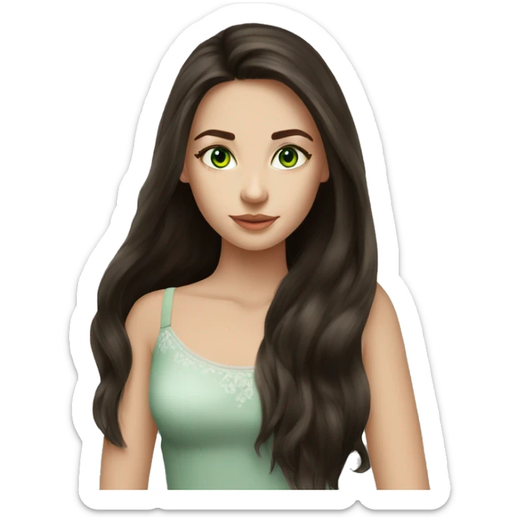 Beautiful Russian girl green eyes very long dark brown hair  sticker