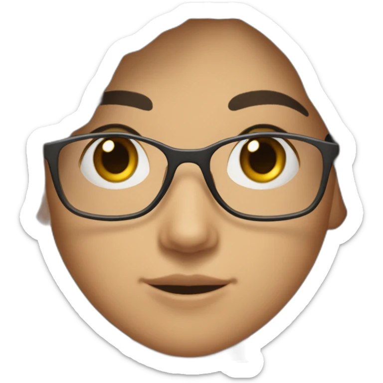 Uzbek teenager, dark brown a bit shiny hair with thin metal view glasses sticker