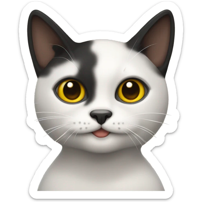 gato tricolor, oreja negra cabeza amarilla y mancha negra en la barbilla sticker