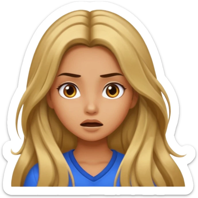 pretty long hair girl middle parted, amazed, good clothes, tanned, baddie sticker