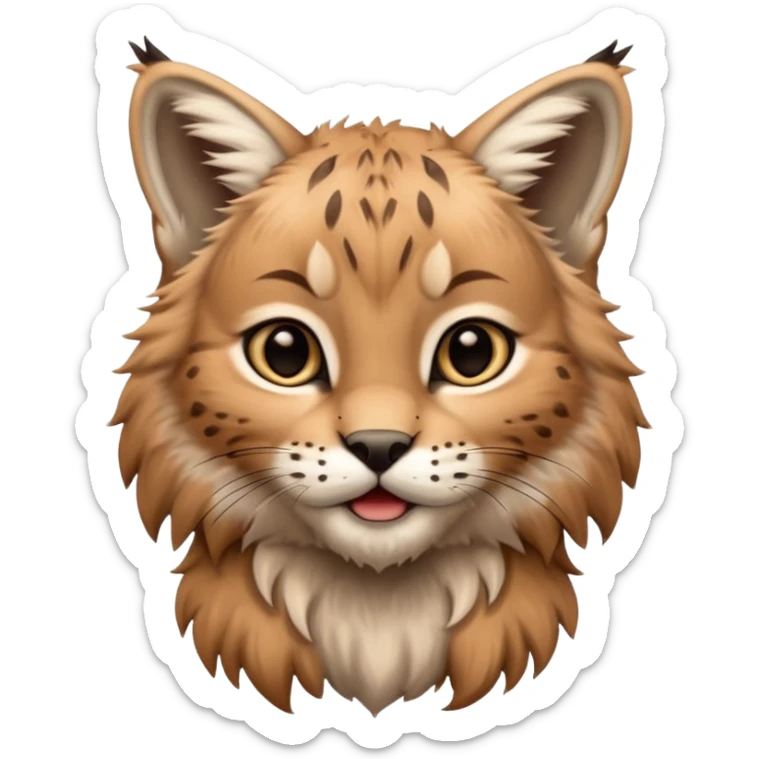 A high-resolution photo-realistic digital illustration of a baby lynx, chest upward A high-resolution, photo-realistic digital illustration of a majestic young Eurasian lynx, shown from the shoulder upwards with lynx markings, zoomed out showing half body  sticker