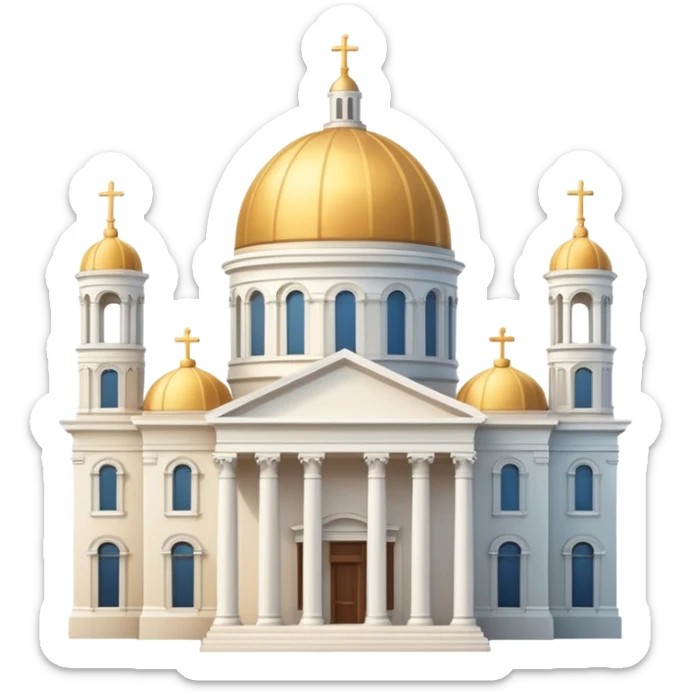 neoclassical cathedral with dome and columns, Apple emoji style buildings, soft gradients, clean lines, subtle shadows, no text sticker