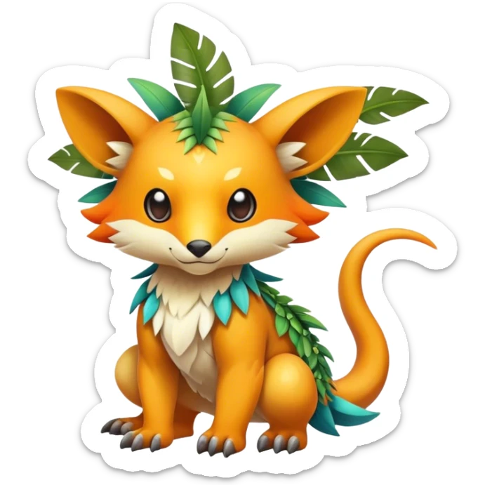 Cute cool colorful fantasy tropical animal hybrid Fakemon full body sticker