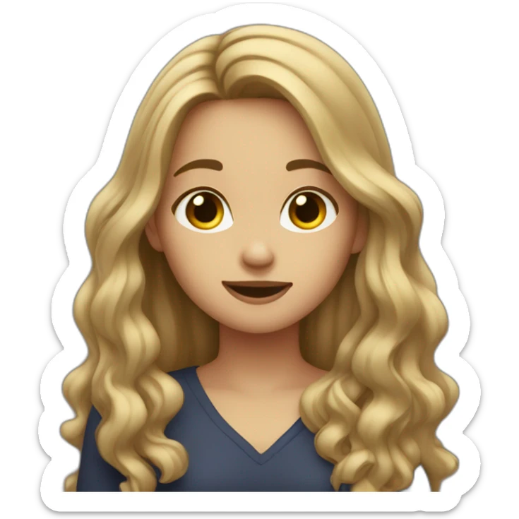 Girl Long Dark blonde hair Showing the 100 sign and being like omg sticker
