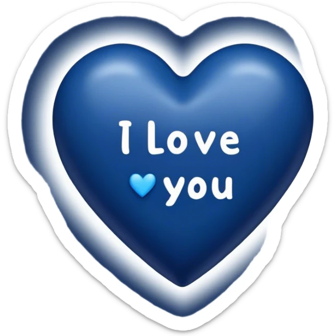 Dark Blue heart with the words I Love You Ry in the middle  sticker