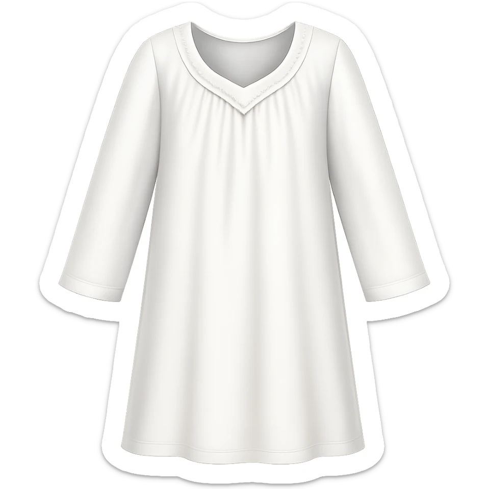 Make the nightgown white with long sleeves in the style of apple style emojis, keeping the emoji style look, with no background. sticker