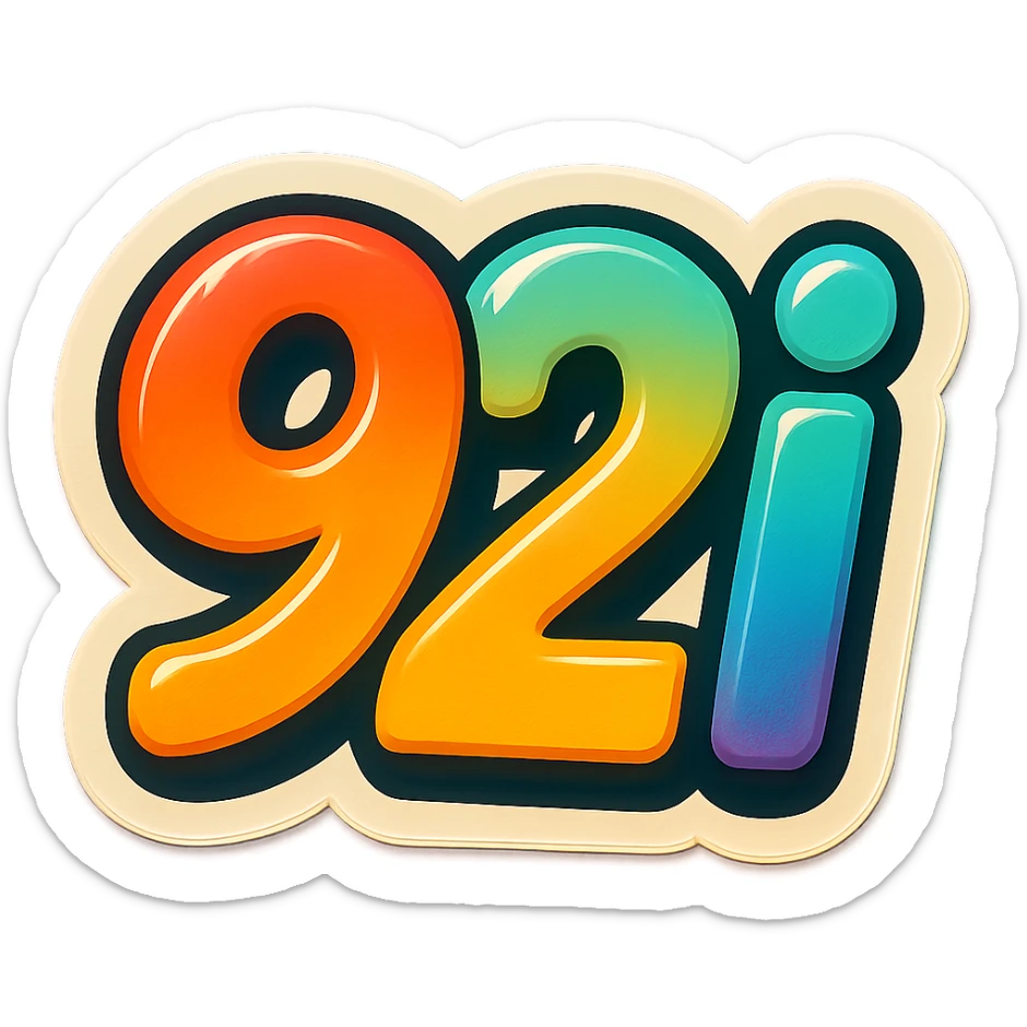 text '92i' as an emoji with a colorful background sticker