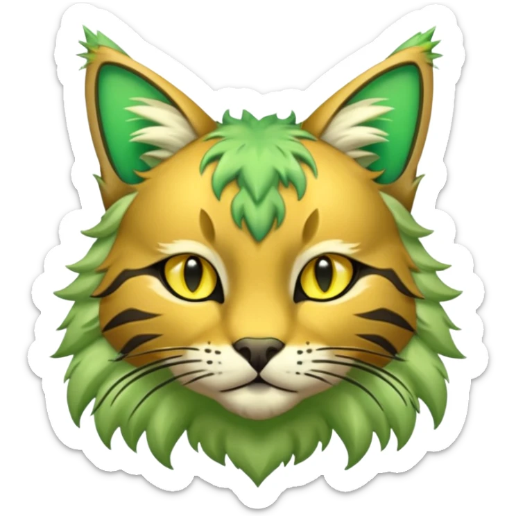 Green and Yellow Electrike-Sprigatito-Bobcat-Amaura-Aurorus-Shiny-glorp-cat-fusion  sticker