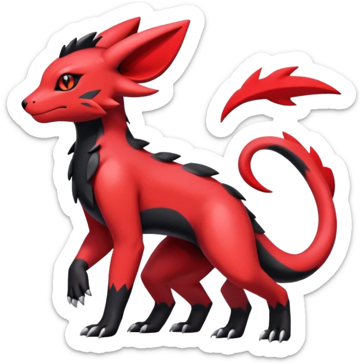 Cute Shiny Guilmon-Quilava-Salandit-Umbreon-Fakémon-hybrid-creature (full body)  sticker