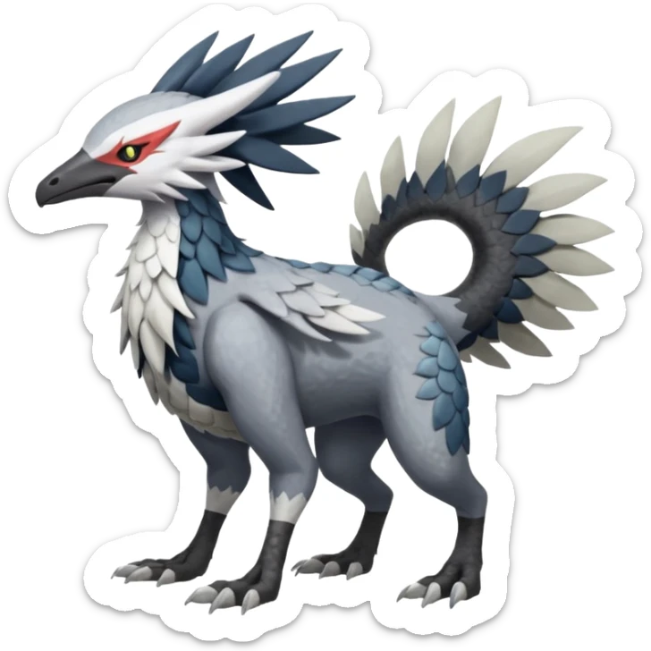 Silvally-Nargacuga-Trico-fusion-animal-hybrid-creature, full body sticker
