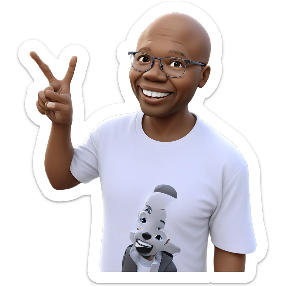 smiling boy in white shirt sticker