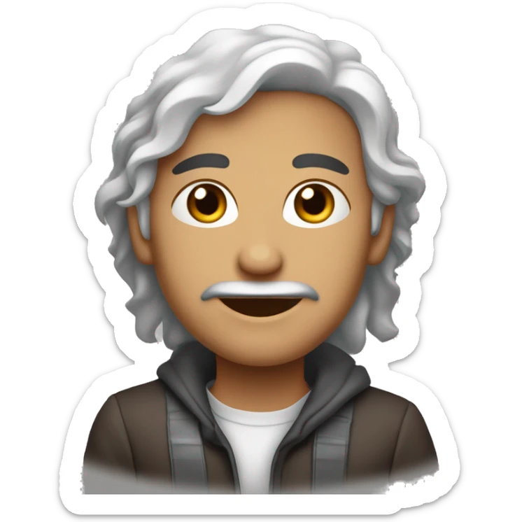 siyah beyaz foralı mavi gözlü kahverengi saçlı bir çocuk sticker