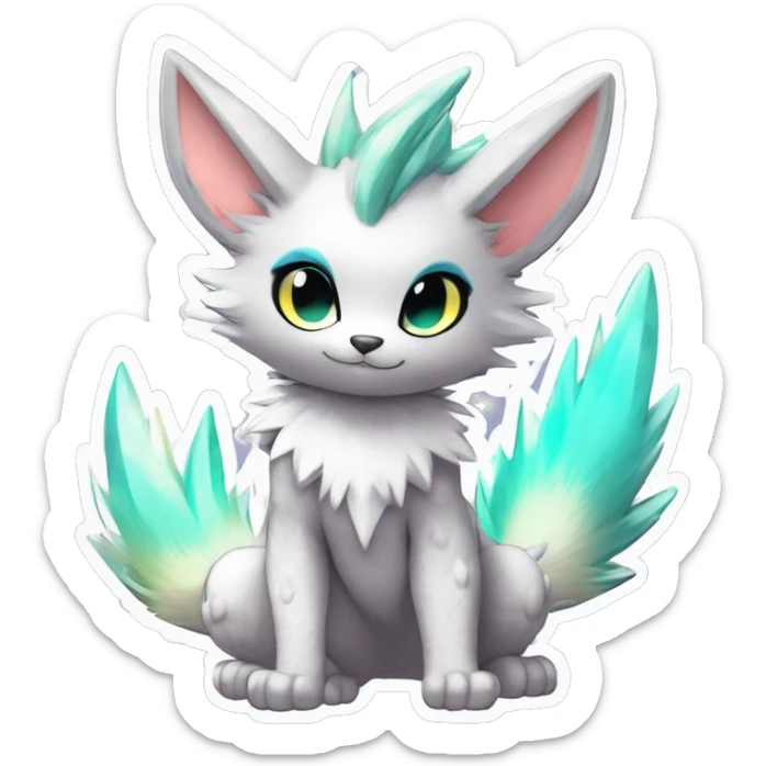 Anthro Scalie Spiky Cool Edgy Magical Shiny Colorful Pastel Sparkle Kemono-style Chibi Fantasy-Animal-Fakémon-Pokémon-Hybrid Fur Sona Aesthetic Full Body sticker