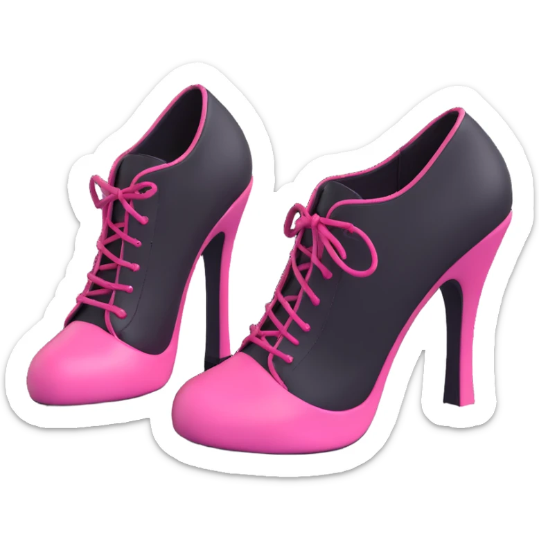 BLACKPINK-inspired gothic shoes, no hearts, black and pink, cute and sticker