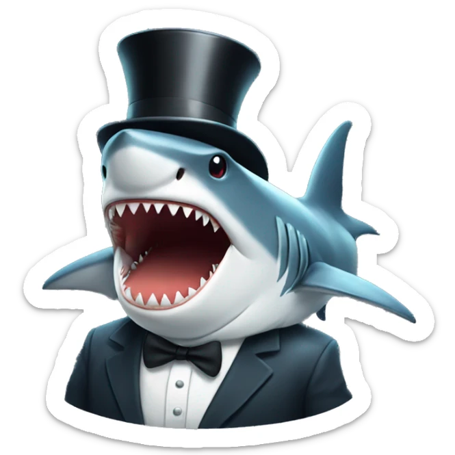 Shark with a top hat sticker
