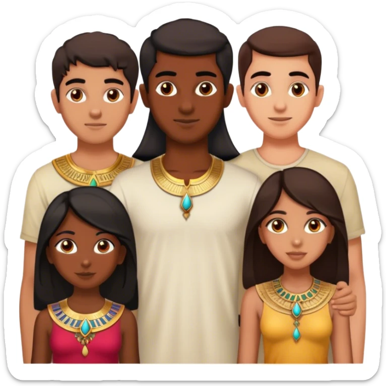 5 bestfriends, 1 Egyptian man, 1 indian girl 1 persian girl 1 moroccan boy 1 black boy sticker