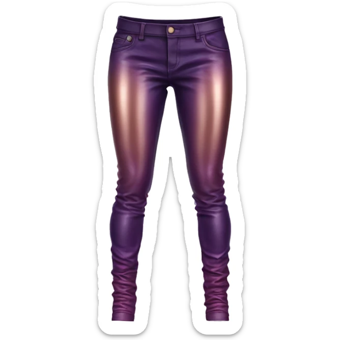 Realistic pair of rose gold to dark purple ombre leather pants isolated.  sticker