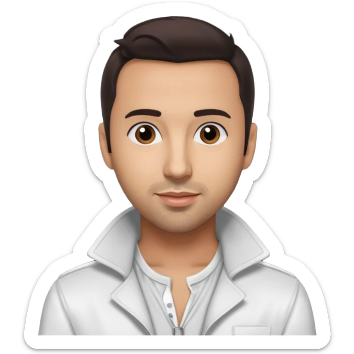 Howie Dorough from Backstreet Boys with dark brown hair, white outfit sticker