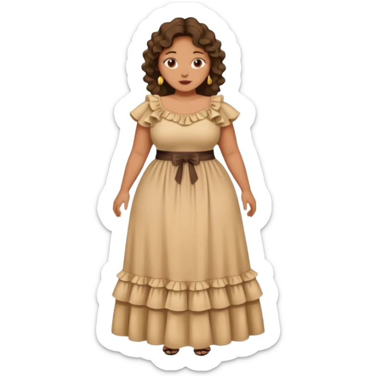 Can you make and she’s wearing a dress like a ruffles and her hand is on her waist and she’s fat sticker