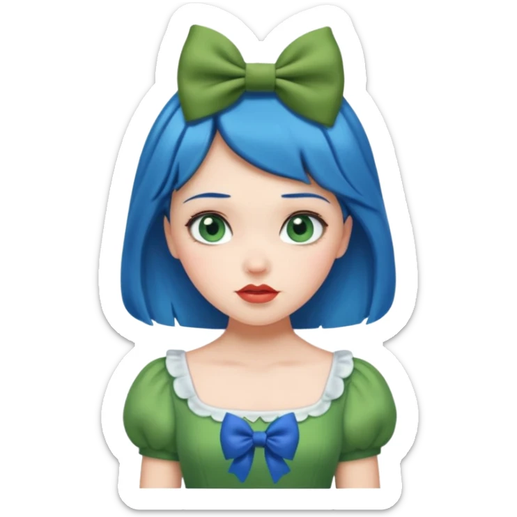snow white with green dress blue hair bow and green eyes sticker
