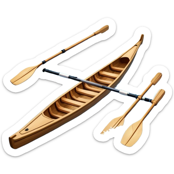 An icon showing a close-up of crossed oars, a sleek racing shell, and rippling water, symbolizing rowing. The design includes droplets in motion and a streamlined boat tip cutting through waves. Transparent background emphasizes strength, precision, and the spirit of competitive rowing sticker