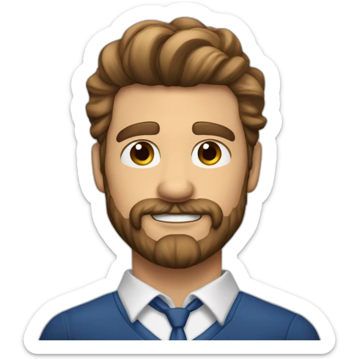 Hombre moreno con capello corto ondulado canoso, barba canosa sticker