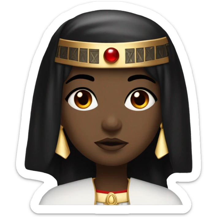 emo girl with black hair, red eyes, dressed as a priest with flowing robes, wearing a pharaoh headdress in black and red sticker