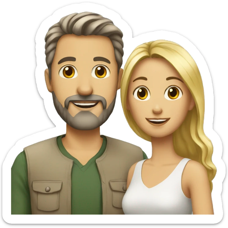 mixed couple , husband is french white man with a beard and wife is african sticker