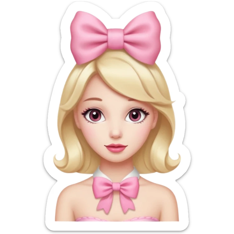 chica coquette, muy femenina, con lazo rosa sticker