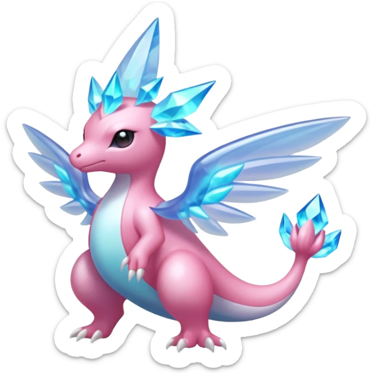 Shiny luminescent translucent diaphanous Diancie-Palkia-Amaura-Aurorus-Salamence-aesthetic-fusion sticker