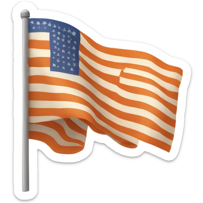 American flag with 62 stars but the stars are oranges and the stripes have 50 stripes sticker