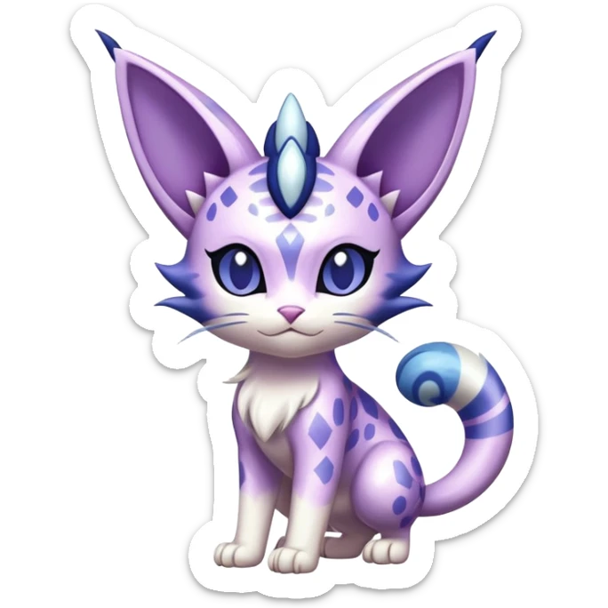 Shiny Exotic Cute Meowth-Espeon-Purrloin-Mew-Meowstic-Hybrid-Creature with pattern-markings sticker