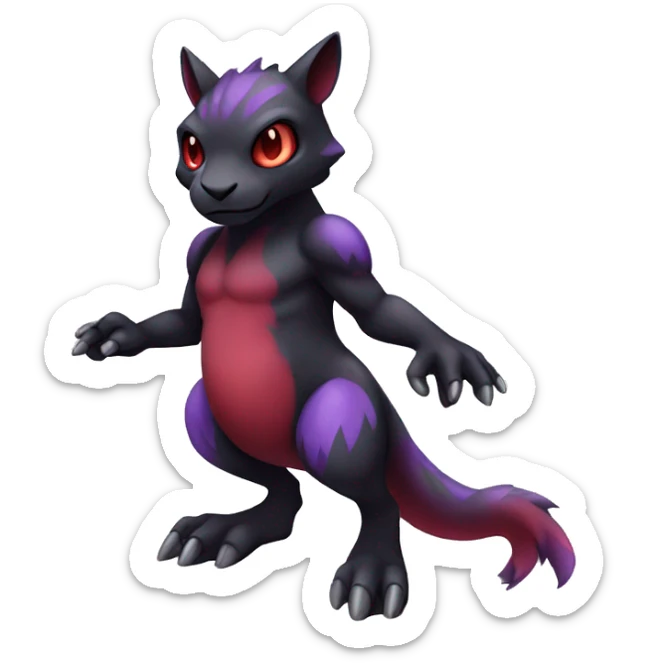 Cute cool dark black red purple animal hybrid Fakemon full body sticker