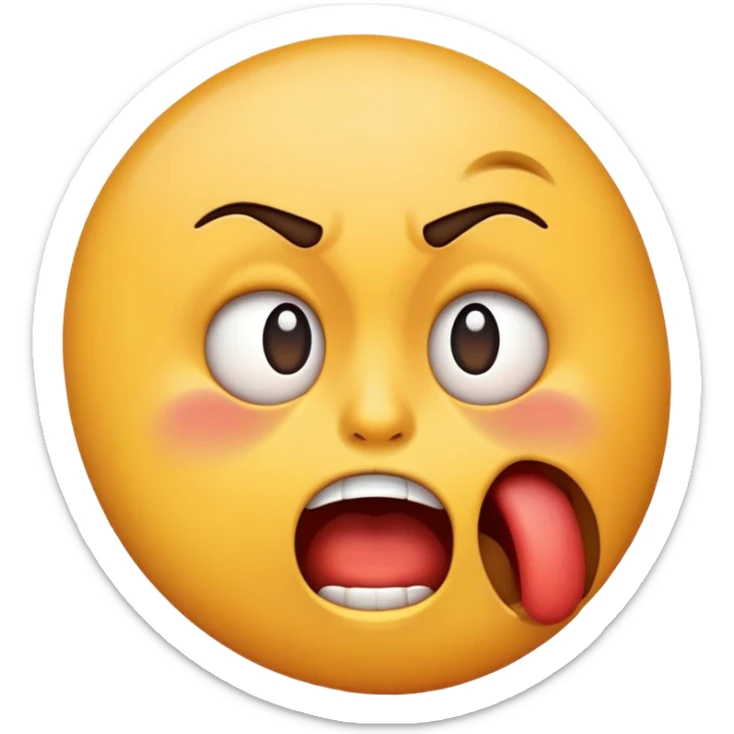 an emoji  that’s choking it self but not in a death way more in a way that’s like it’s very annoyed and agitated  sticker