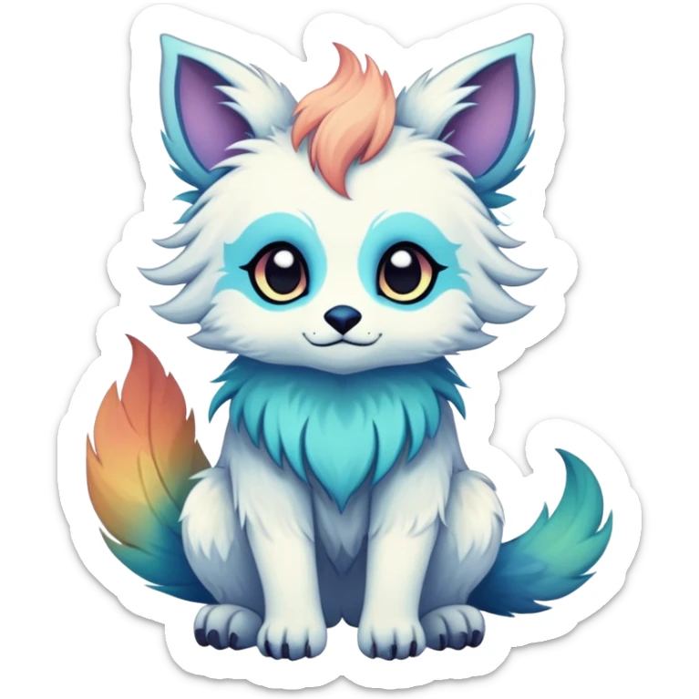 cute Kawaii edgy ethereal fantasy animal fursona Fionbri creature by griffsnuff & LiLaiRa & Falvie with exotic colors full body sticker