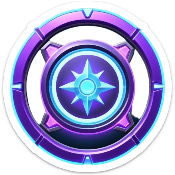 Futuristic glowing portal badge icon, circular emblem, neon blue and purple energy ring, subtle particles and light cracks, Level 01 text, sci-fi web3 game UI style, high detail, centered, dark background, 3D game asset, sharp and minimal sticker