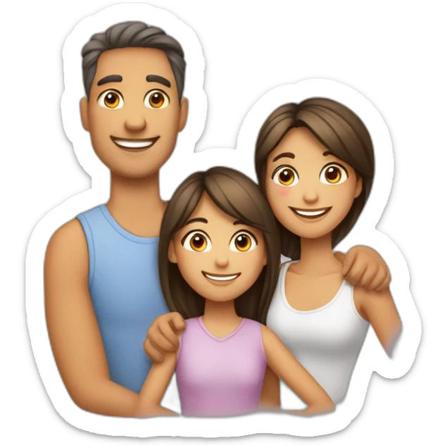 Happy family of 4 members, father, mother, teenager and daughter sticker