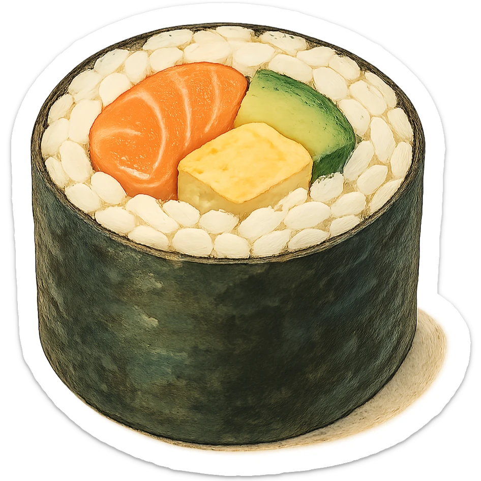 sushi roll in ghibli style sticker