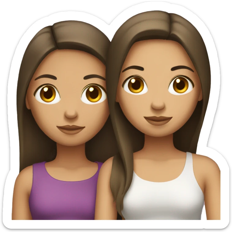 two girls with brunette hair and straight sticker