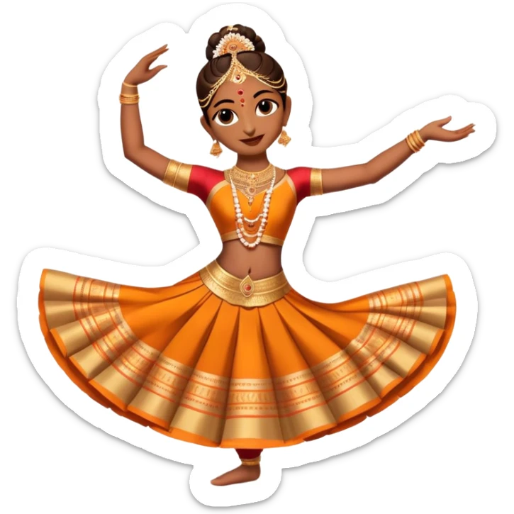 cinematic-realistic-bharatanatyam-dance-emoji,-depicted-as-an-elegant-classical-indian-dance-performance-with-graceful-poses,-intricate-costumes,-and-expressive-hand-gestures,-rendered-with-rich-textures-and-warm-dramatic-lighting, single dancer sticker