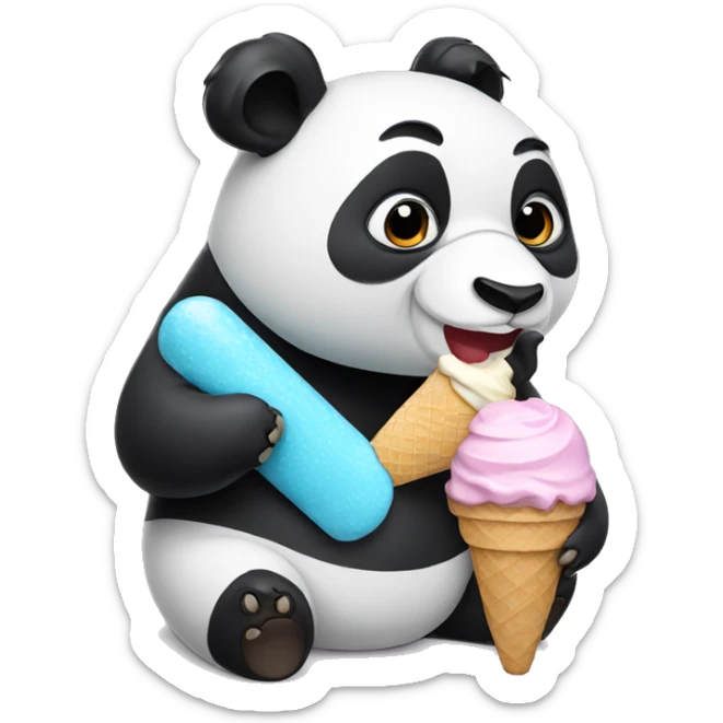 Panda eating ice cream sticker