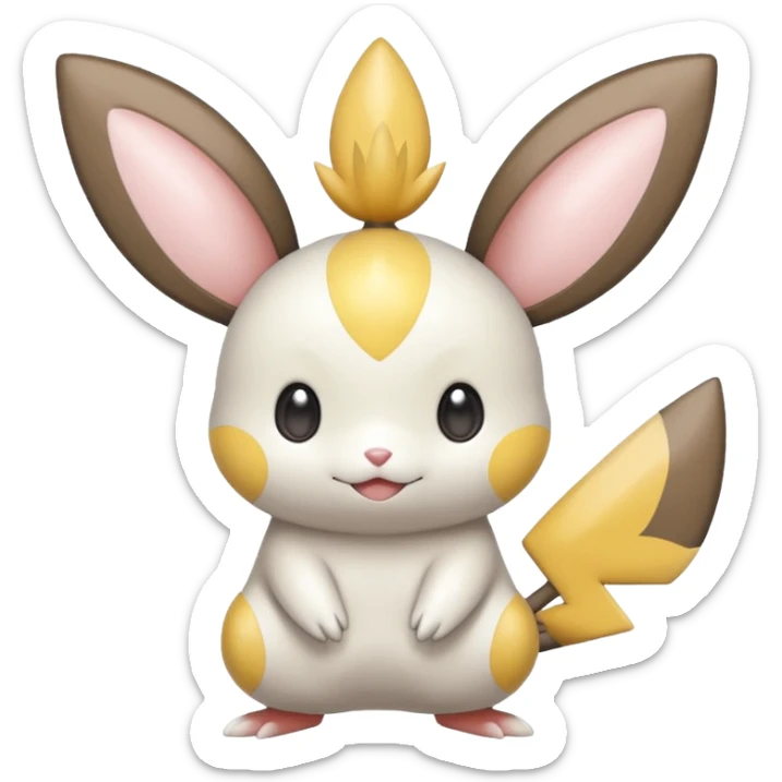 Shiny Pastel Light Pale Whitish Emolga-Victini-Pichu-Dedenne-Togedemaru-fusion sticker
