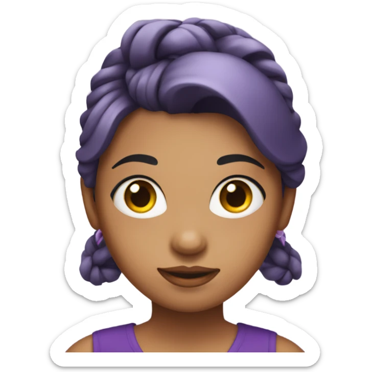 a girl with tied hair wear a purple dress sticker
