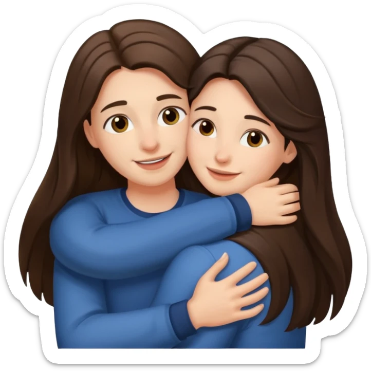 A happy boyfriend and girlfriend hug. She is brunette sexy with long hair  sticker