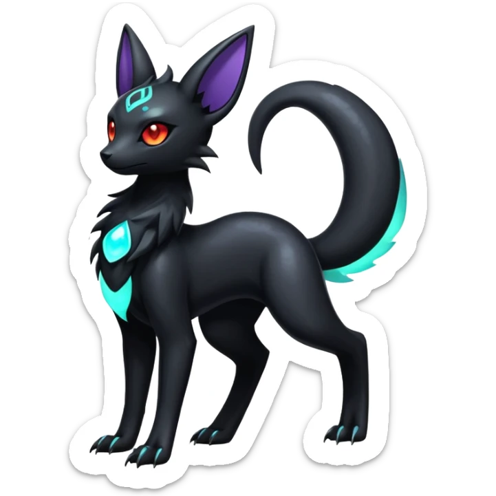 Shiny Dark Edgy Majestic Sophisticated Modern Gothic Gloomy Futuristic Salandit-Umbreon-Delcatty-Hybrid (Full body) sticker