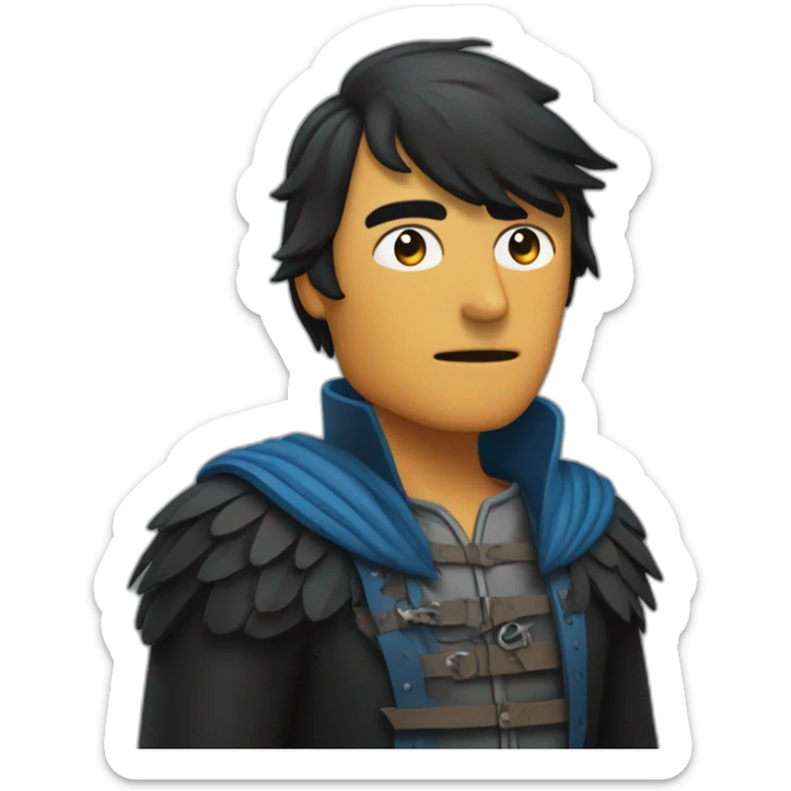 Un corbeau qui se pose sur l'épaule d'un homme sombre sticker