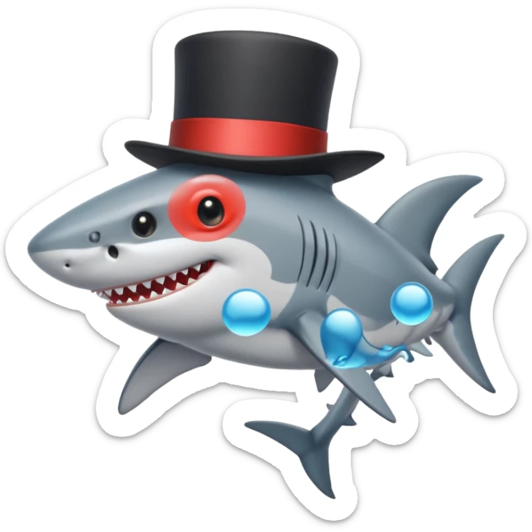 Shark with a top hat sticker