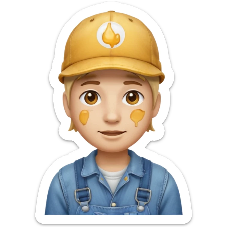 face emoji of a mechanic wearing overalls and a cap with a small oil stain sticker
