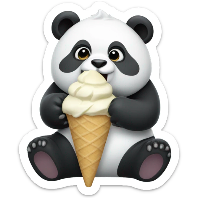 Panda eating ice cream sticker