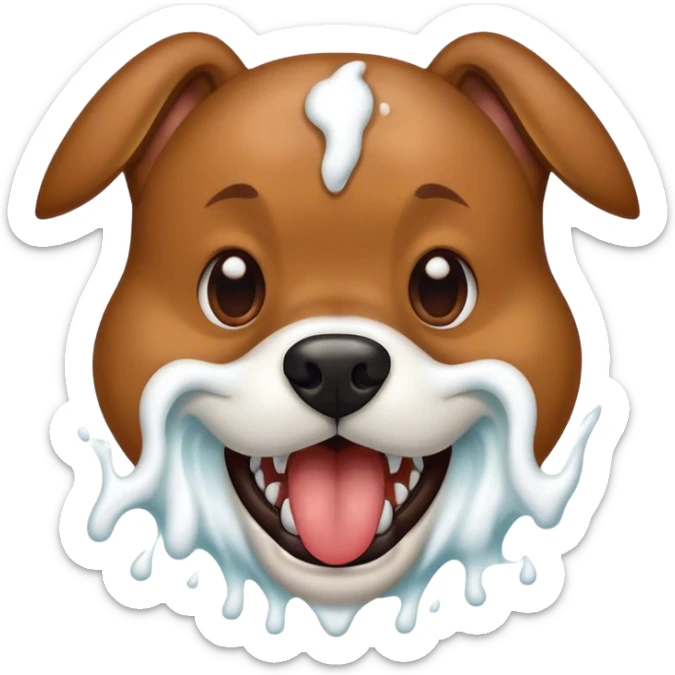 A close-up of a dog's mouth, showing sharp teeth and foam spraying out sticker